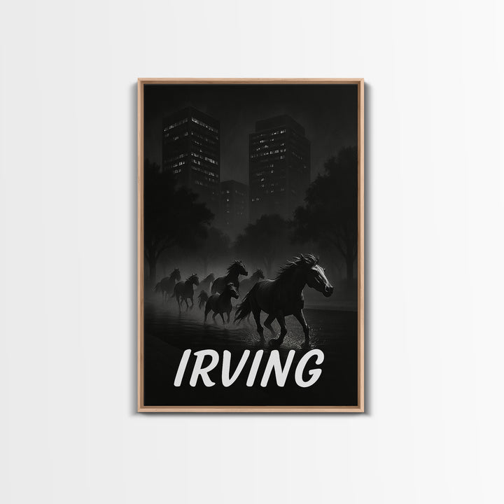 Irving Texas Travel Poster, Canvas Print, Dark Moody City Wall Art, Irving Poster Print, Travel Poster Set, Travel Wall Decor, Wall Decor