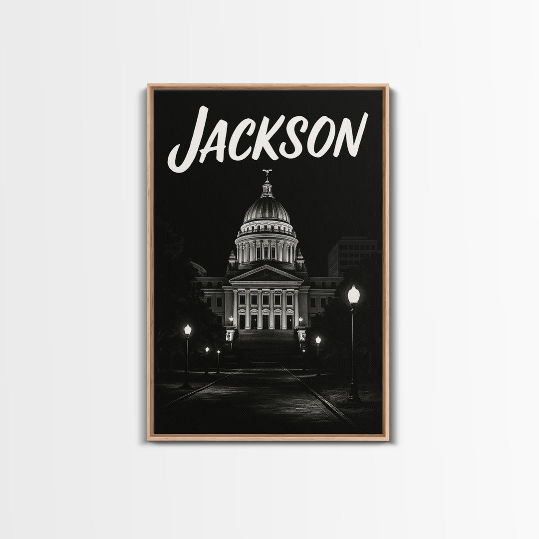 Jackson Travel Poster, Canvas Print, Vintage Noir Poster Art, Jackson Travel Art, Vintage City Art, Vintage Travel Art, Travel Poster Art