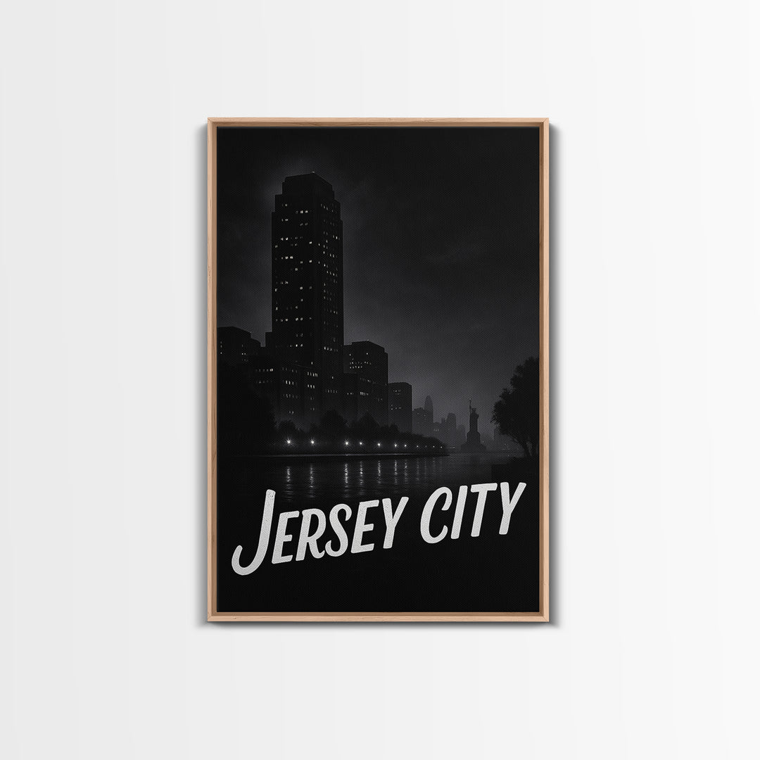 Jersey City New Jersey Travel Poster, Canvas Print, Vintage Noir Poster Art, Jersey City Wall Art, Poster Art, Travel Poster Set, Poster Art