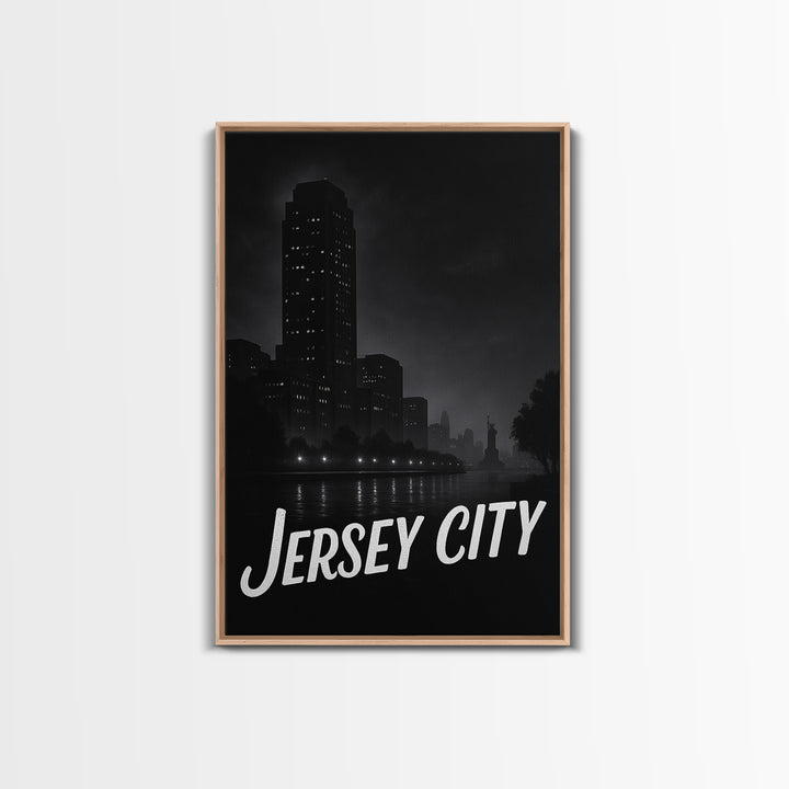 Jersey City New Jersey Travel Poster, Canvas Print, Vintage Noir Poster Art, Jersey City Wall Art, Poster Art, Travel Poster Set, Poster Art