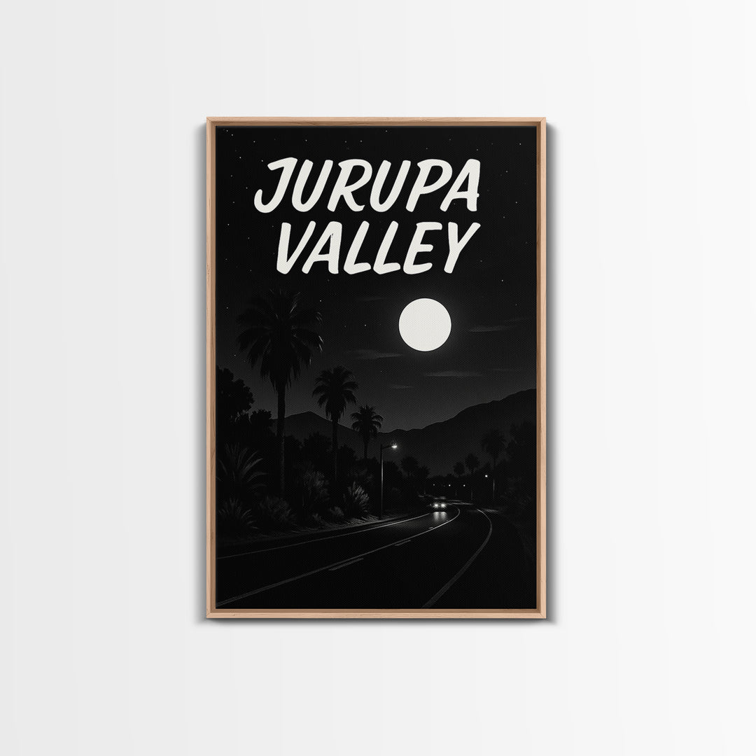 Jurupa Valley Travel Poster, Framed Canvas Print, Vintage Noir Poster Art, Jurupa Valley City Art, Vintage City Art, Mid Century Wall Art