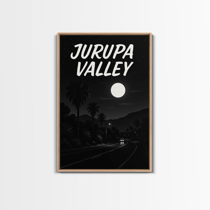 Jurupa Valley Travel Poster, Framed Canvas Print, Vintage Noir Poster Art, Jurupa Valley City Art, Vintage City Art, Mid Century Wall Art
