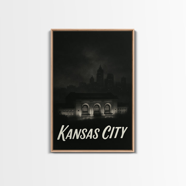 Kansas City Travel Poster, Canvas Print, Vintage Noir Poster Art, Kansas City Travel Art, City Travel Prints, Travel Art Print