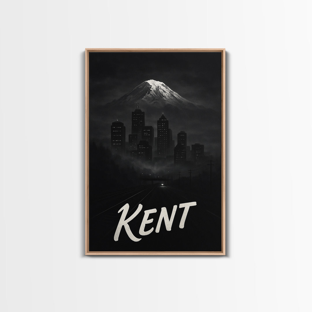 Kent Washington Travel Poster, Canvas Print, Night Street Poster Art, Kent Poster Print, City Art Print, Wanderlust Decor, Wall Decor