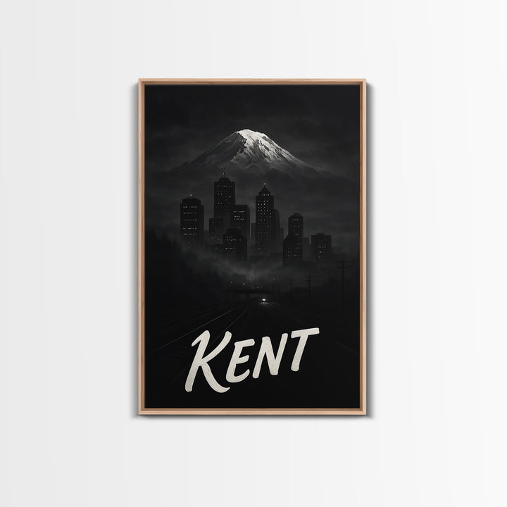 Kent Washington Travel Poster, Canvas Print, Night Street Poster Art, Kent Poster Print, City Art Print, Wanderlust Decor, Wall Decor
