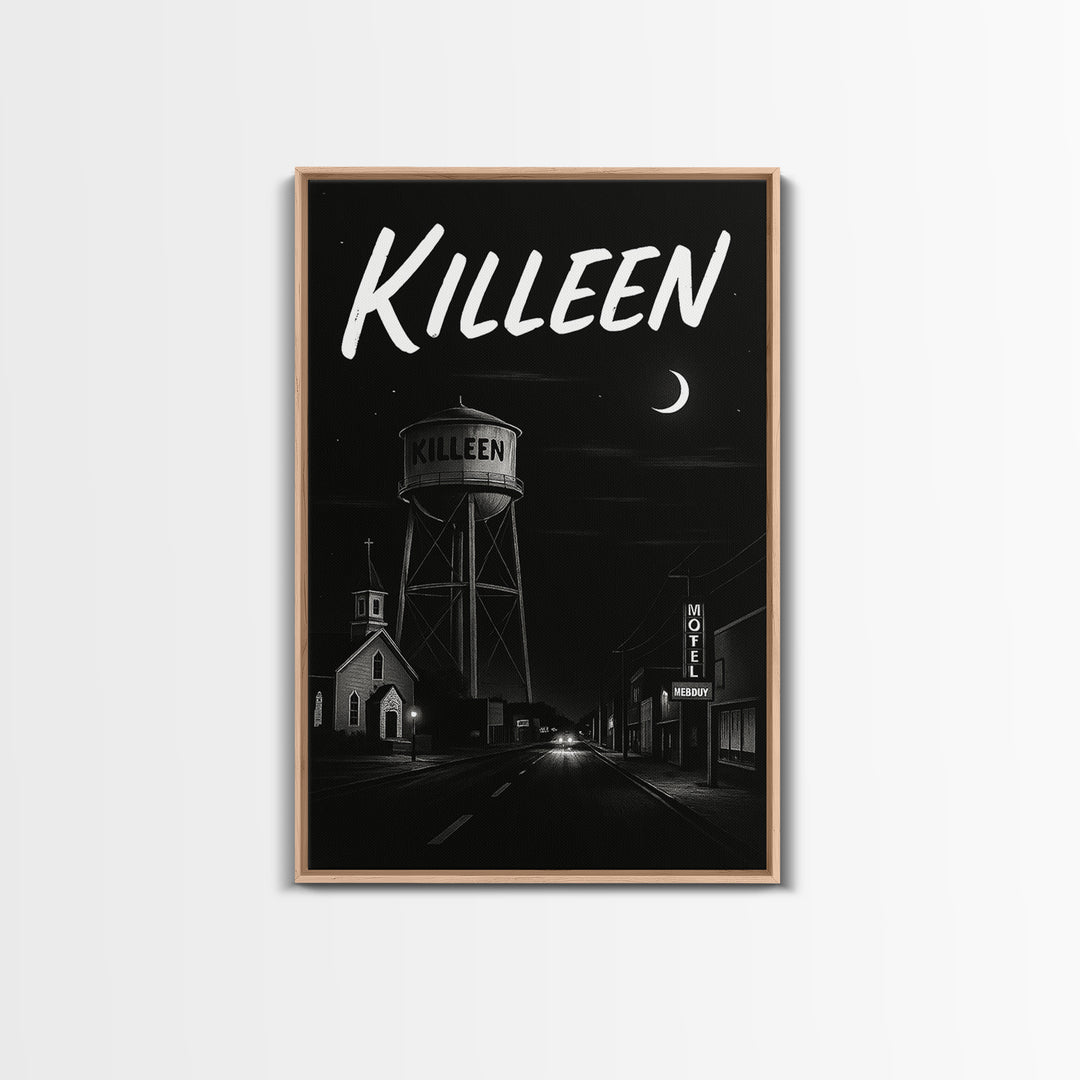 Killeen Travel Poster, Canvas Print, Black And White Travel Art, Killeen Wall Art, City Art Print, Vintage City Poster, City Travel Prints
