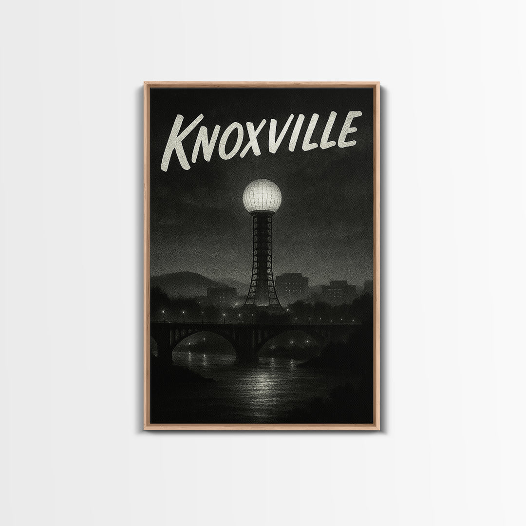 Knoxville Tennessee Travel Poster, Canvas Print, Black And White Travel Art, Knoxville Art Print, Travel Wall Art, Wall Decor, Landscape Art