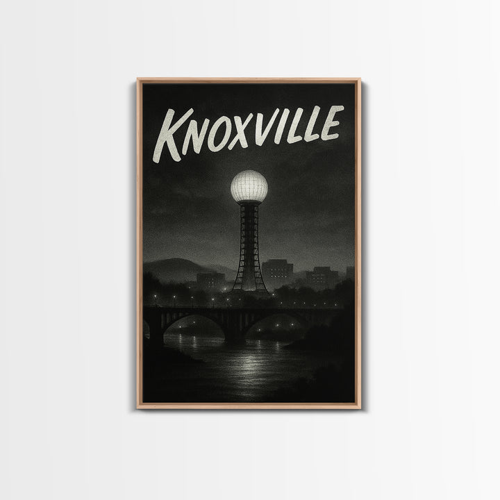 Knoxville Tennessee Travel Poster, Canvas Print, Black And White Travel Art, Knoxville Art Print, Travel Wall Art, Wall Decor, Landscape Art