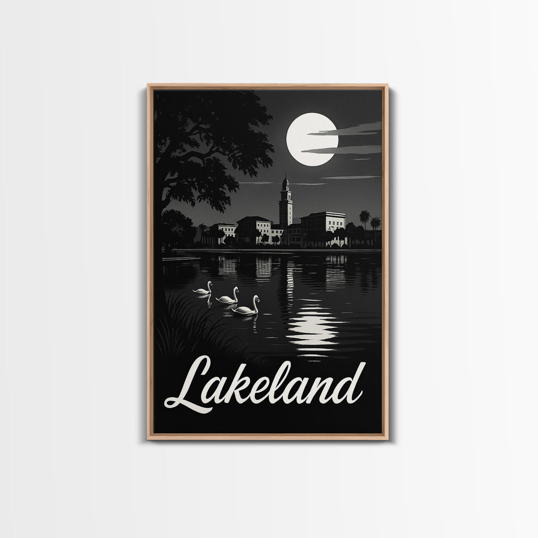 Lakeland Travel Poster, Canvas Print, Night Street Poster Art, Lakeland City Art, Travel Art Print, City Travel Prints, City Illustration