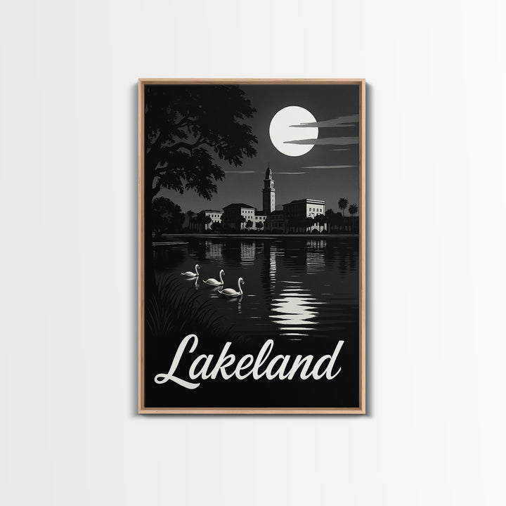 Lakeland Travel Poster, Canvas Print, Night Street Poster Art, Lakeland City Art, Travel Art Print, City Travel Prints, City Illustration