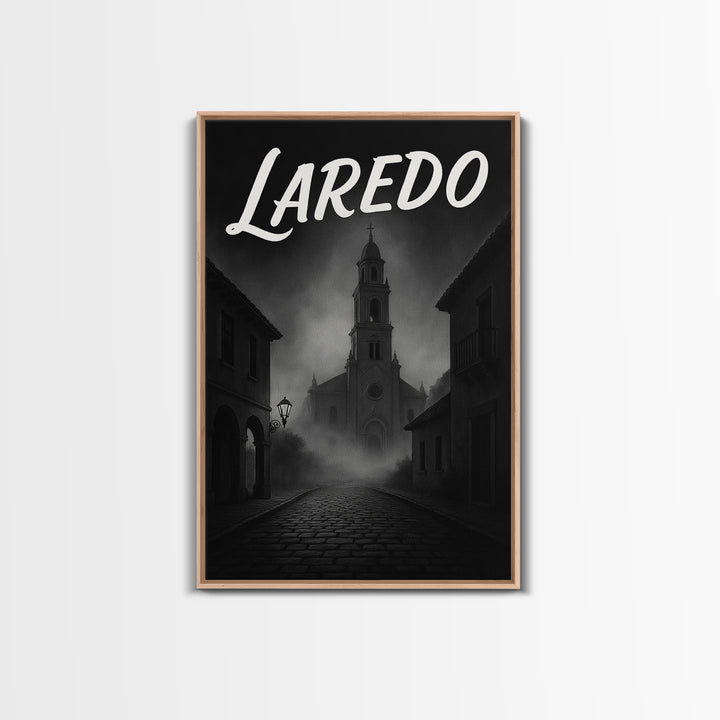 Laredo Texas Travel Poster, Framed Canvas Print, Night Street Poster Art, Laredo City Art, Modern Wall Decor, Fine Art Print, City Art Print