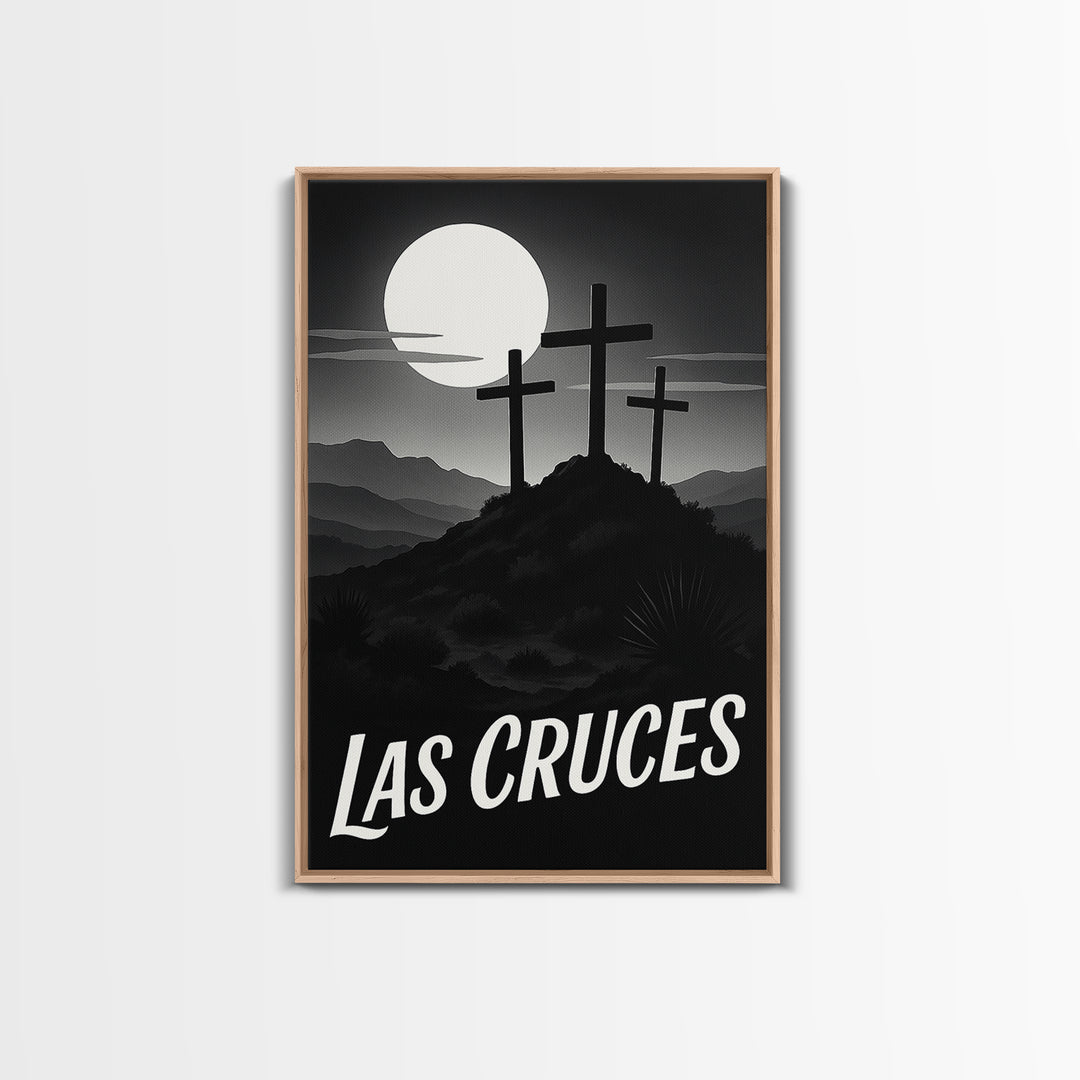 Las Cruces Travel Poster, Framed Canvas Print, Black And White Travel Art, Las Cruces Poster Print, Wanderlust Decor, Fine Art Print