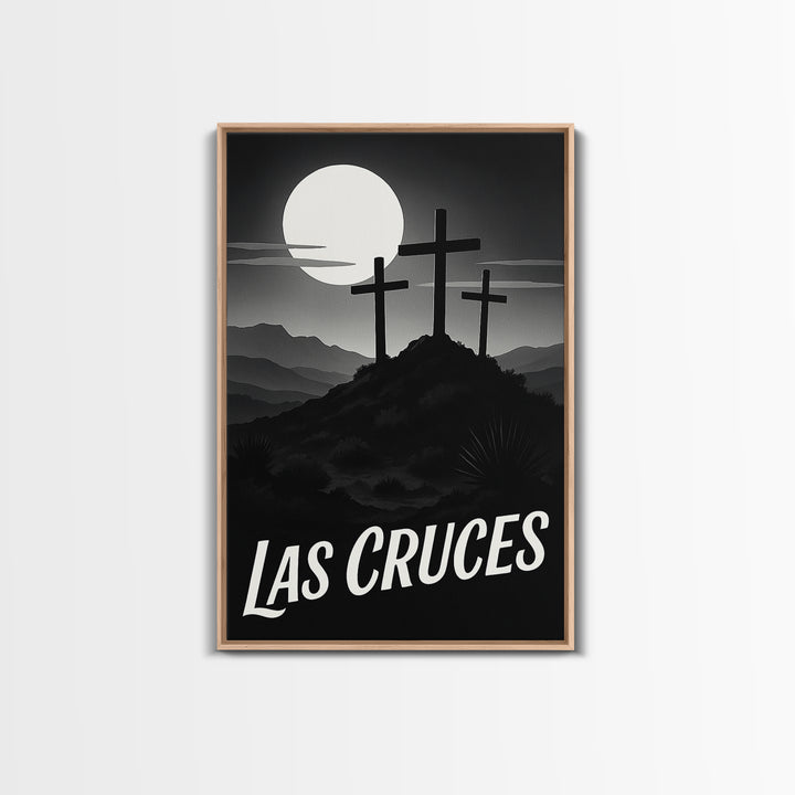 Las Cruces Travel Poster, Framed Canvas Print, Black And White Travel Art, Las Cruces Poster Print, Wanderlust Decor, Fine Art Print