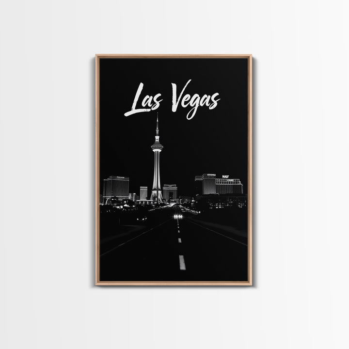 Las Vegas Nevada Travel Poster, Framed Canvas Print, Night Street Poster Art, Las Vegas Travel Art, Vintage City Poster, Travel Art Print