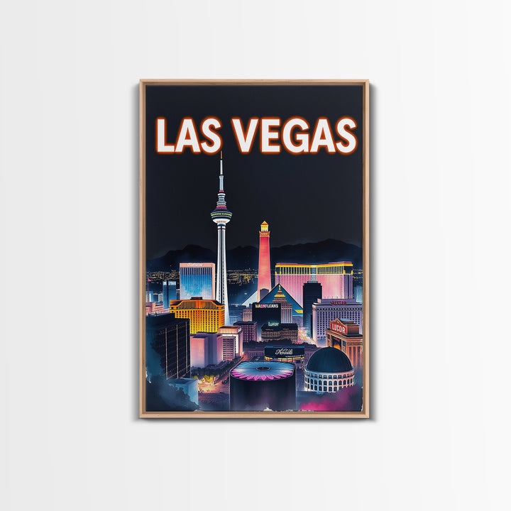 Las Vegas Travel Poster, Canvas Print, Dark Moody City Wall Art, Las Vegas Poster Print, Living Room Wall Art, Wanderlust Decor