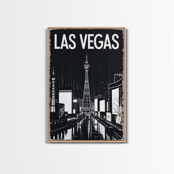 Las Vegas Travel Poster, Canvas Print, Dark Moody City Wall Art, Las Vegas Wall Art, Travel Poster Art, Travel Poster Set, Wanderlust Decor