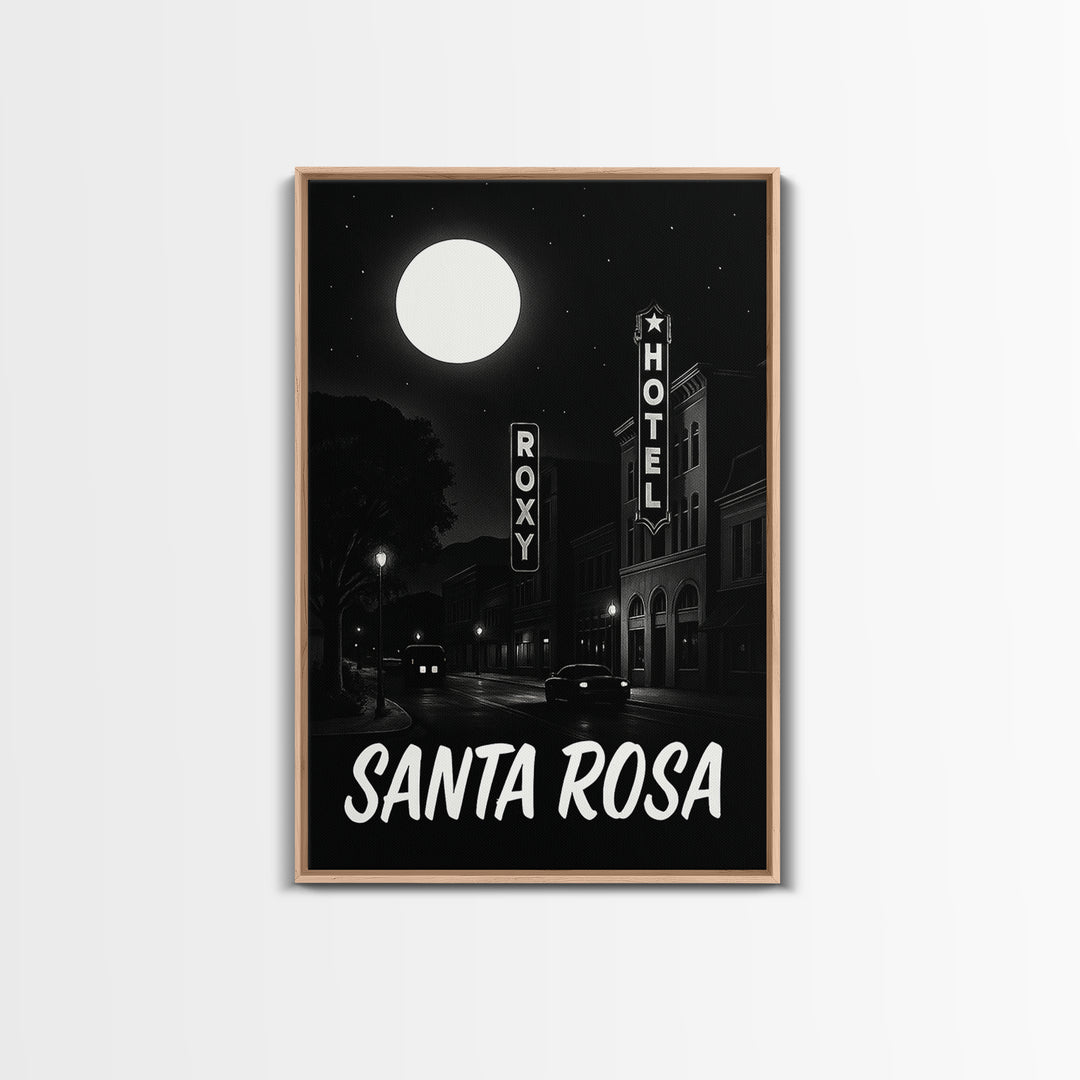 Santa Rosa Travel Poster, Framed Canvas Print, Black And White Travel ...