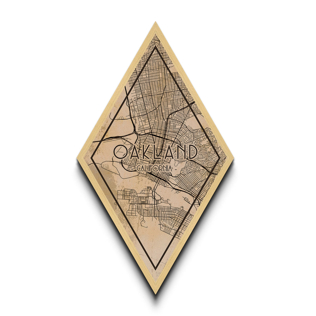 Oakland Diamond Shaped Travel Poster, Custom Diamond Shaped Wall Art, City Map Canvas