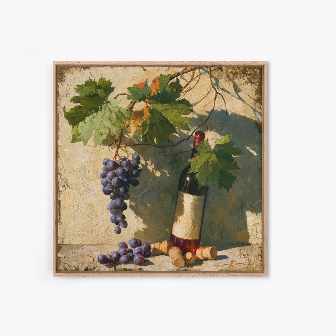 Botanical Grapevine with Leaves and Fruit Canvas Print, Dining Room Art, Bedroom Wall Art, Dining Room Decor, Dining, DRA-1x1-21