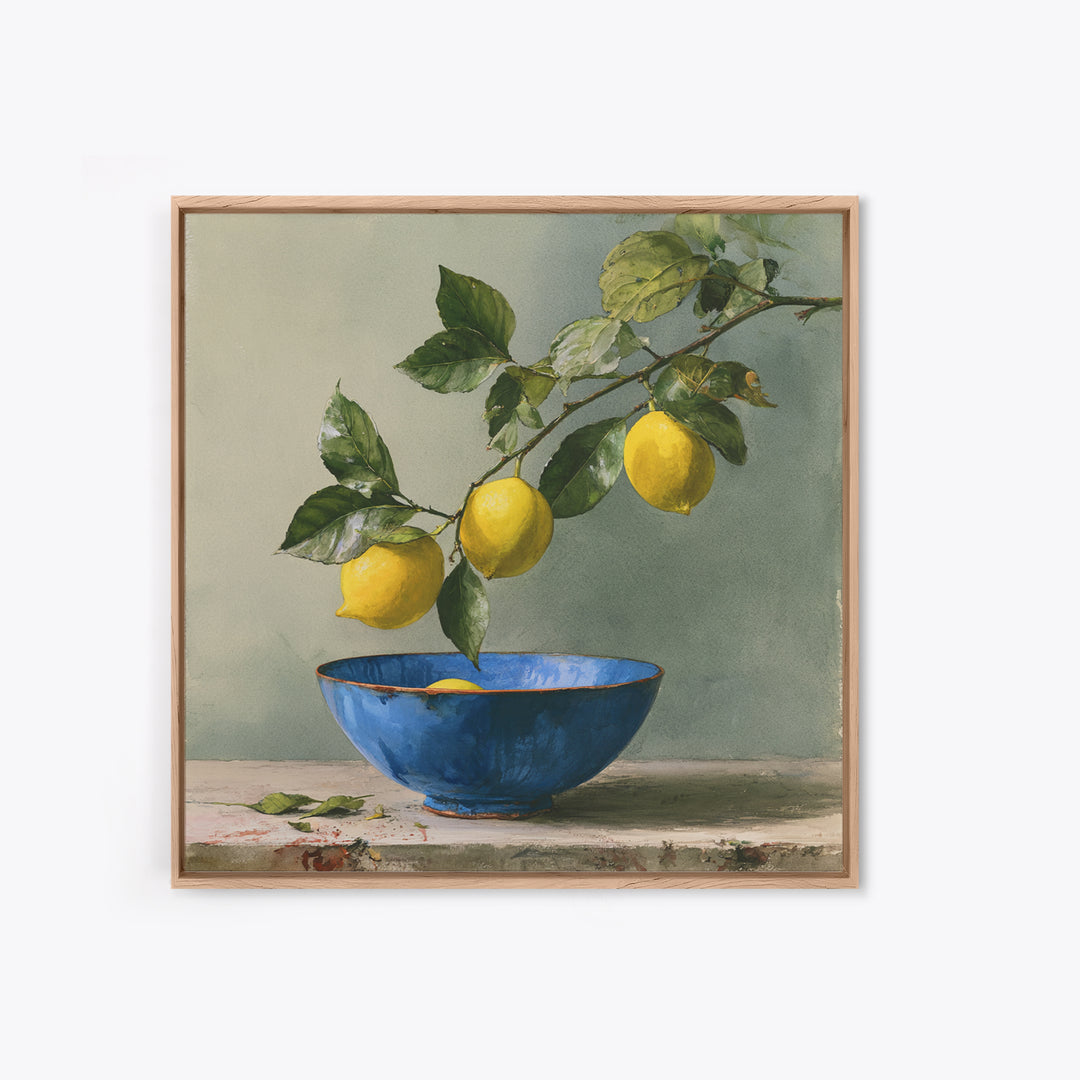 Italian Lemon Branch Framed Canvas Print, Dining Room Art, Trendy Wall Art, Dining Room Decor, Fine Art, Dining, DRA-1x1-29