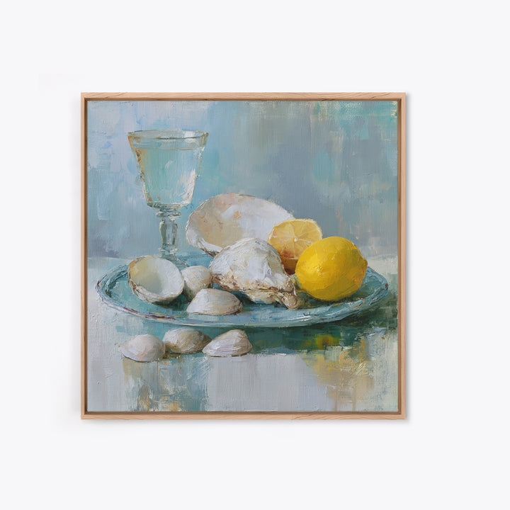 Shellfish and Lemon Still Life Framed Canvas Print, Dining Room Art, Luxury Decor, Dining Room Decor, Fine Art, Dining, DRA-1x1-40