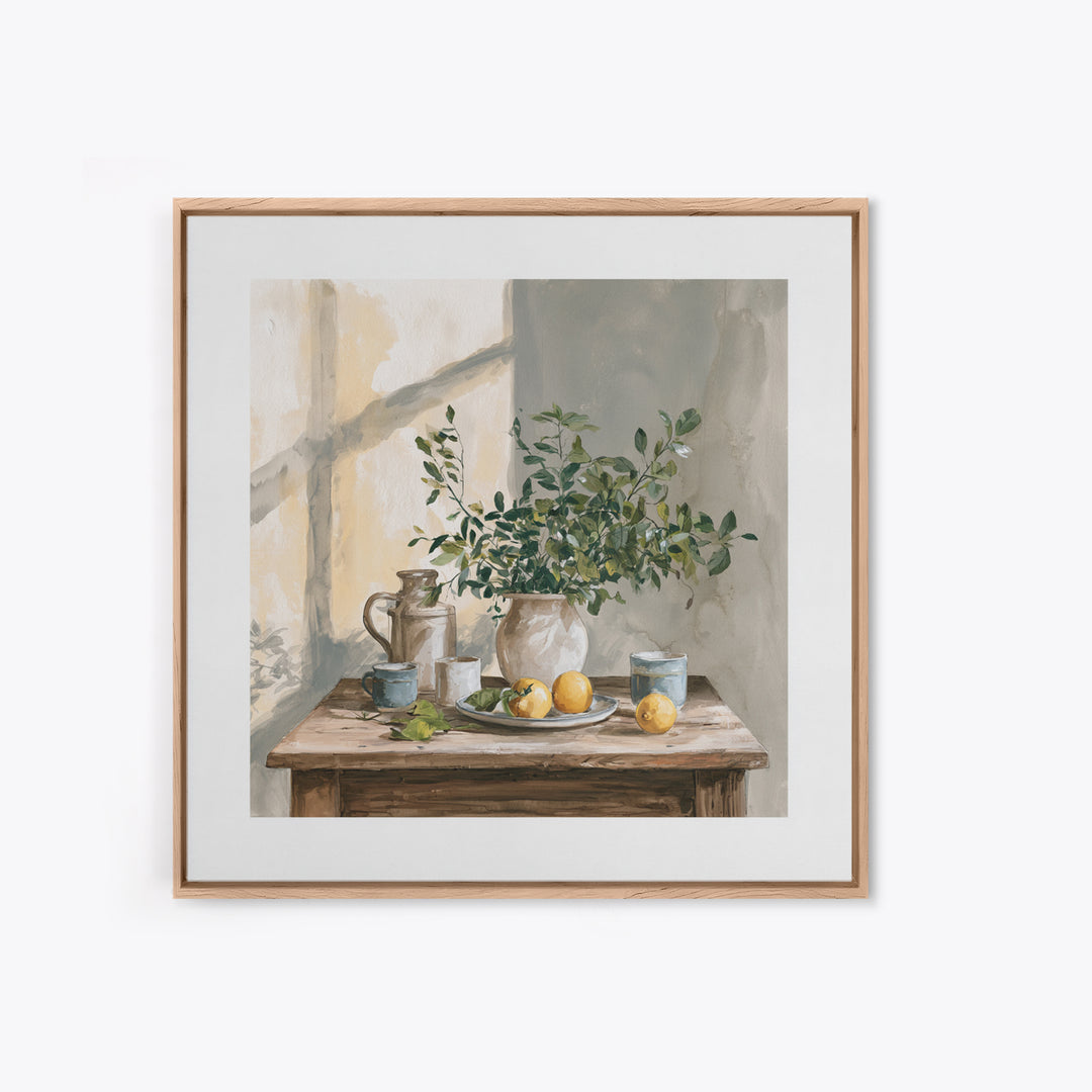Sunlit Farmhouse Table Objects Without Room View Canvas Print, Dining Room Art, Coastal Wall Art, Dining Room Decor, Dining, DRA-1x1-41