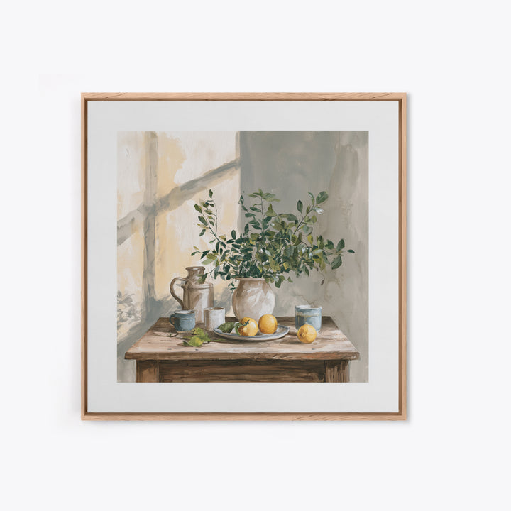 Sunlit Farmhouse Table Objects Without Room View Canvas Print, Dining Room Art, Coastal Wall Art, Dining Room Decor, Dining, DRA-1x1-41
