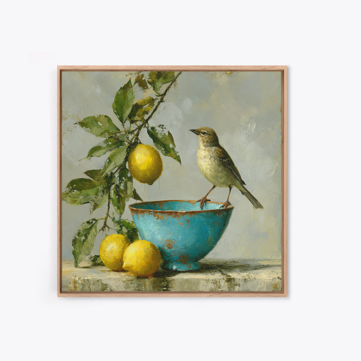 Italian Lemon Branch Framed Canvas Print, Dining Room Art, Trendy Wall Art, Dining Room Decor, Fine Art, Dining, DRA-1x1-53