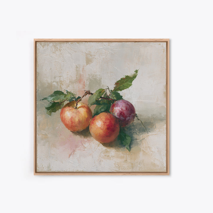 Peach and Plum Still Life Framed Canvas Print, Dining Room Art, Set of 3 Prints, Dining Room Decor, Fine Art, Dining, DRA-1x1-68