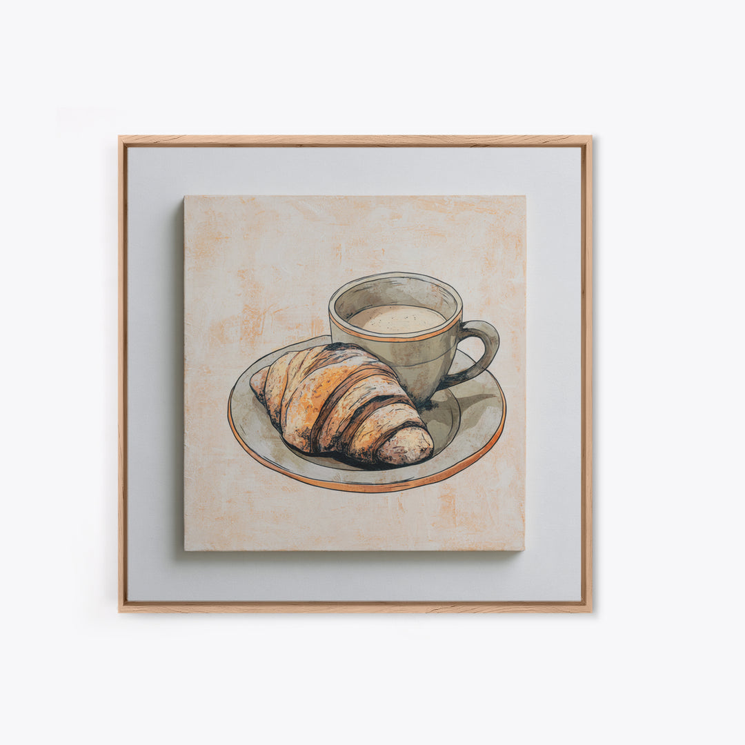 French Bistro Food Illustration Without Text Canvas Print, Dining Room Art, Trendy Wall Art, Dining Room Decor, Oil Painting, DRA-1x1-82