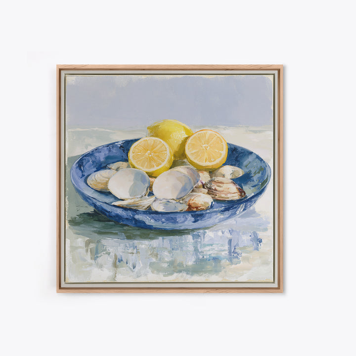 Shellfish and Lemon Still Life Framed Canvas Print, Dining Room Art, Art Print, Dining Room Decor, Dining, Abstract Art, DRA-1x1-88