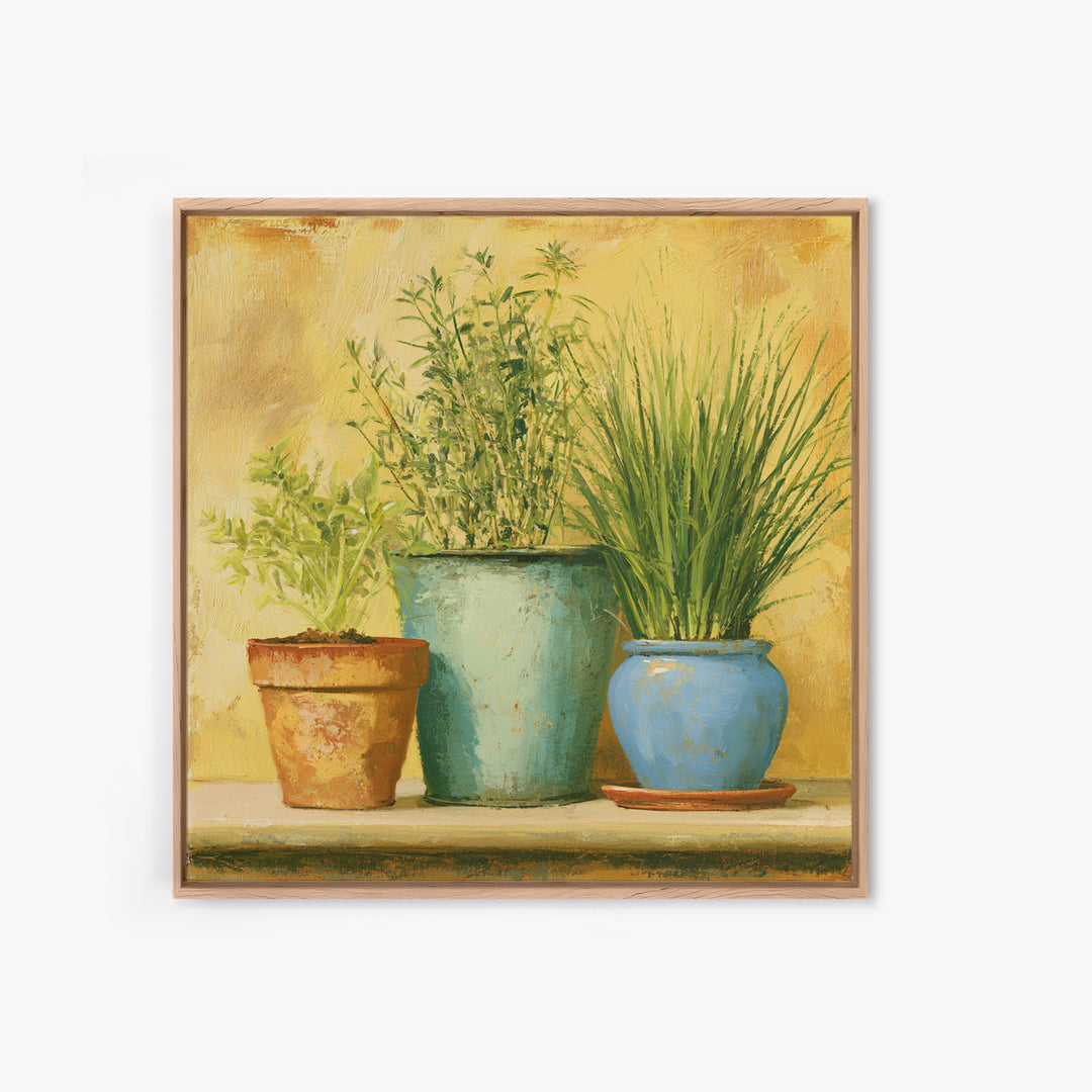 Modern Kitchen Herbs Canvas Print, Dining Room Art, Kitchen Wall Decor, Dining Room Decor, Fine Art, Dining, Statement Artwork, DRA-1x1-9