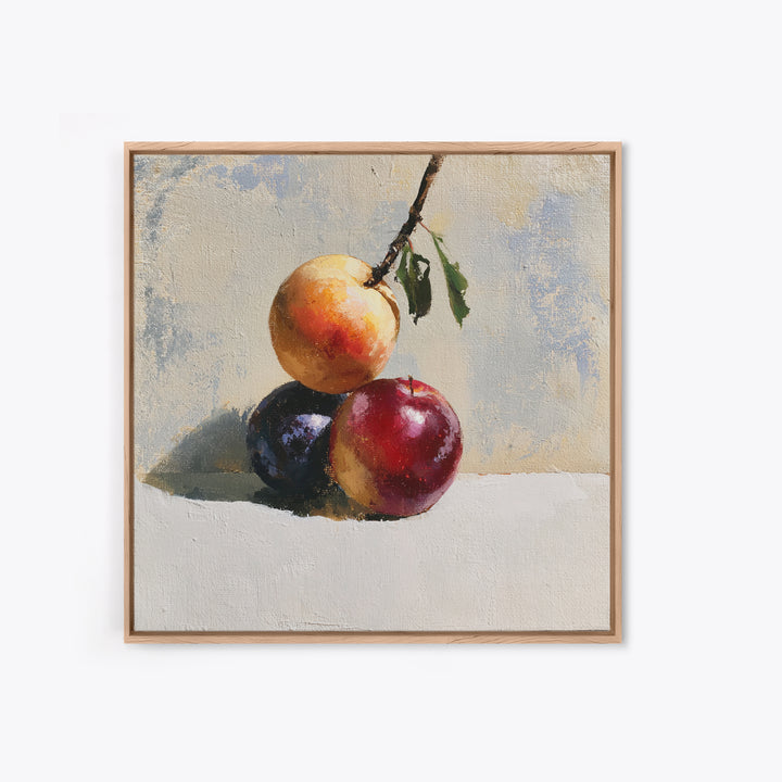 Peach and Plum Still Life Canvas Print, Dining Room Art, Trendy Wall Art, Dining Room Decor, Fine Art, Dining, DRA-1x1-92