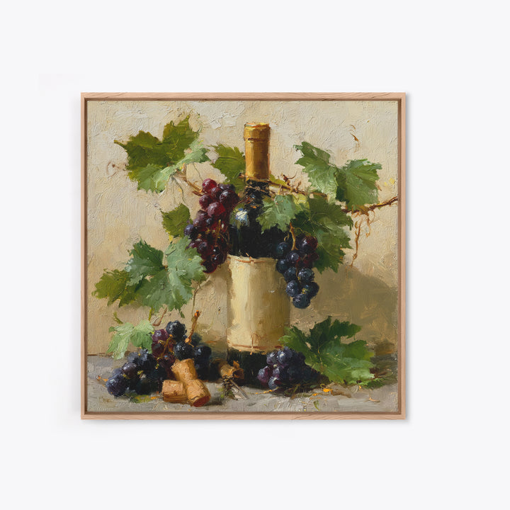 Botanical Grapevine with Leaves and Fruit Framed Canvas Print, Dining Room Art, Dining Room Decor, Watercolor Art, Dining, DRA-1x1-93