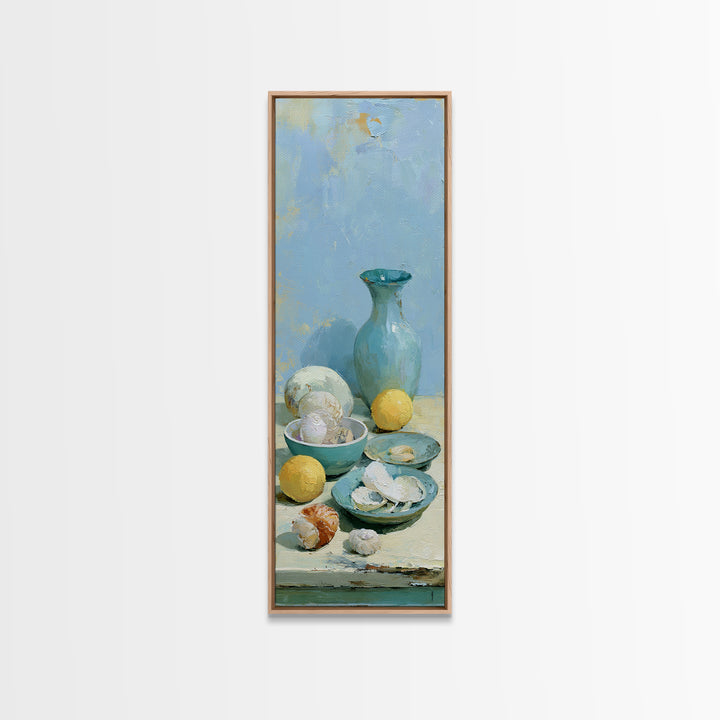 Shellfish and Lemon Still Life Canvas Print, Dining Room Art, Wall Decor, Dining Room Decor, Fine Art, Dining, Contemporary Art, DRA-1x3-28