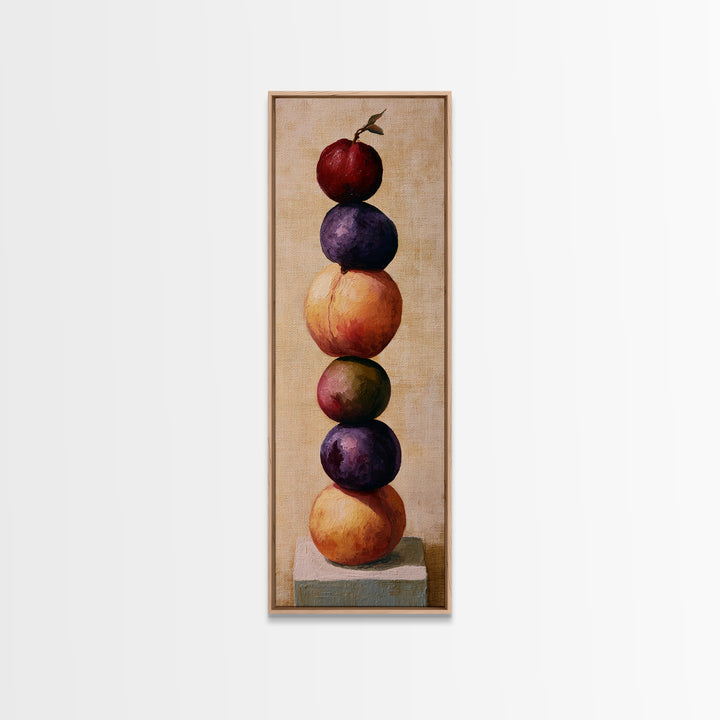 Peach and Plum Still Life Canvas Print, Dining Room Art, Neutral Decor, Dining Room Decor, Fine Art, Dining, Wall Art, DRA-1x3-32