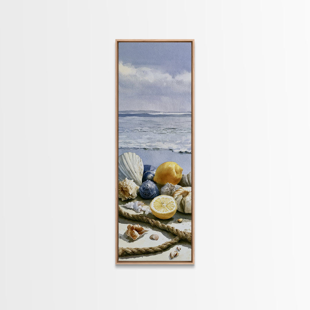 Shellfish and Lemon Still Life Framed Canvas Print, Dining Room Art, Coastal Decor, Dining Room Decor, Fine Art, Dining, DRA-1x3-4
