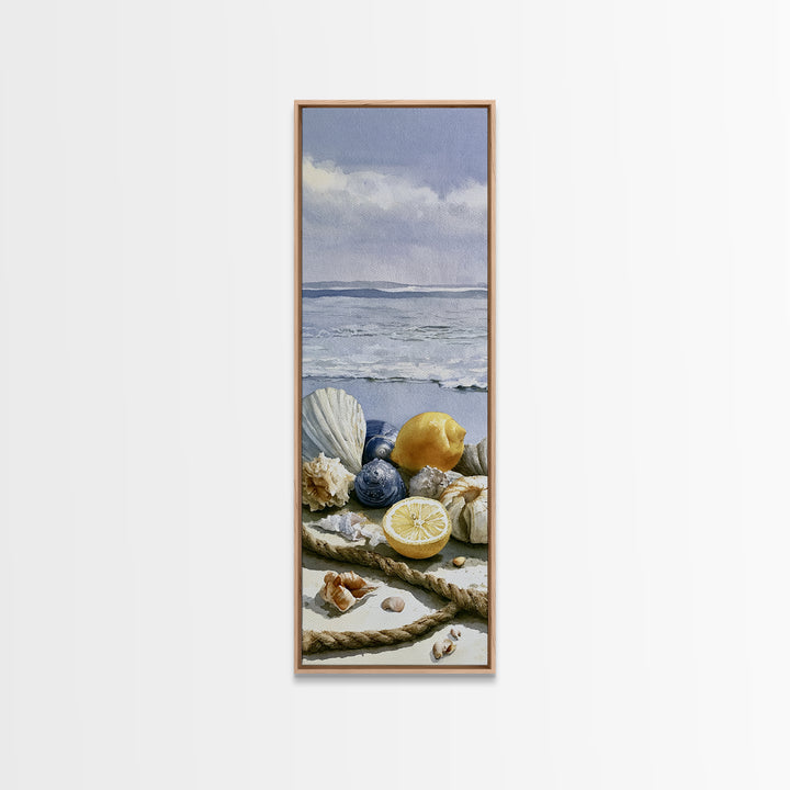 Shellfish and Lemon Still Life Framed Canvas Print, Dining Room Art, Coastal Decor, Dining Room Decor, Fine Art, Dining, DRA-1x3-4