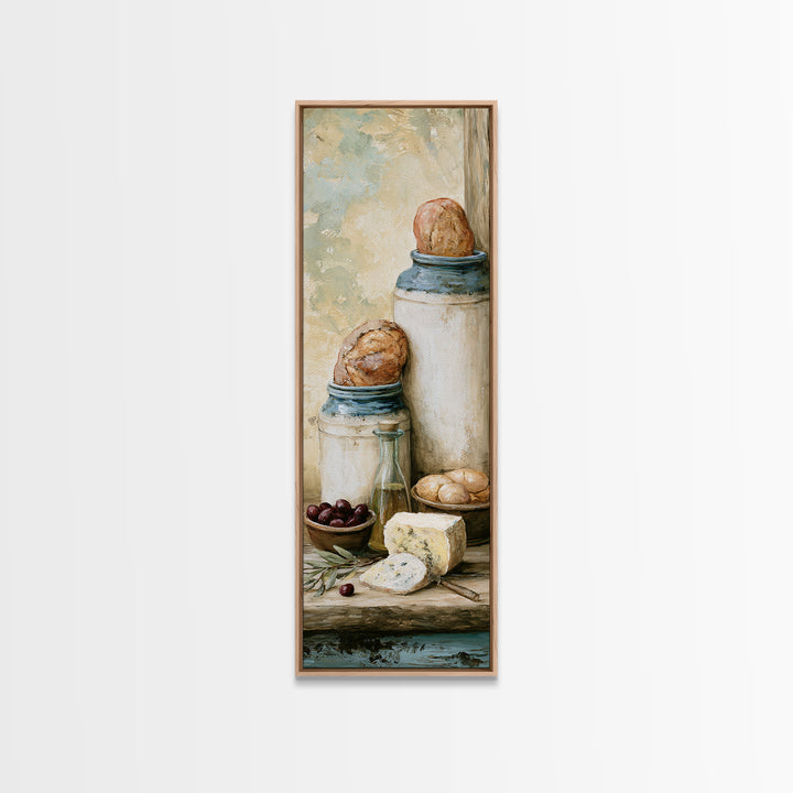 Rustic Bread Olives and Cheese Still Life Canvas Print, Dining Room Art, Set of 3 Prints, Dining Room Decor, Fine Art, Dining, DRA-1x3-42