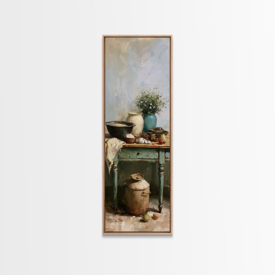 Sunlit Farmhouse Table Objects Without Room View Canvas Print, Dining Room Art, Coastal Decor, Dining Room Decor, Dining, DRA-1x3-53