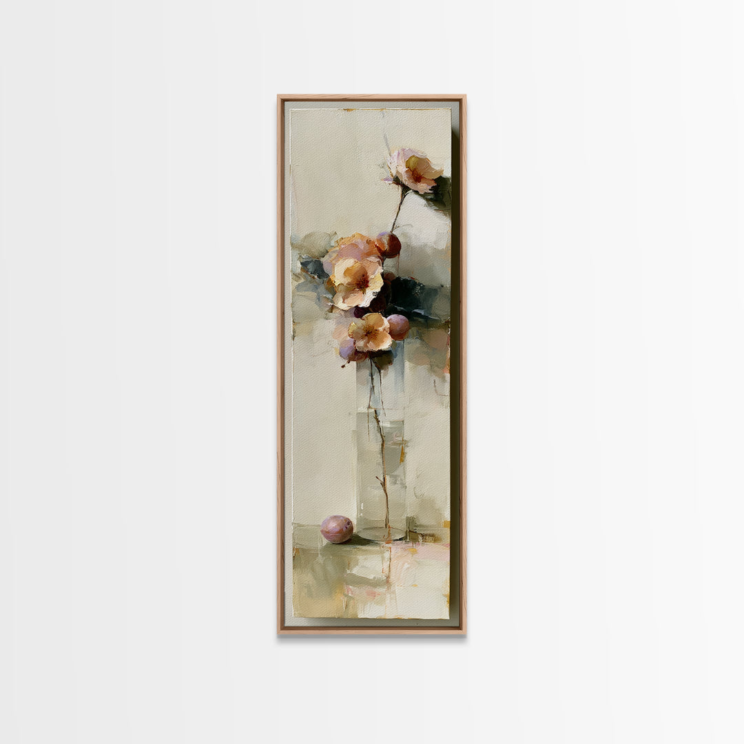 Peach and Plum Still Life Canvas Print, Dining Room Art, Contemporary Art, Dining Room Decor, Fine Art, Dining, Digital Print, DRA-1x3-56