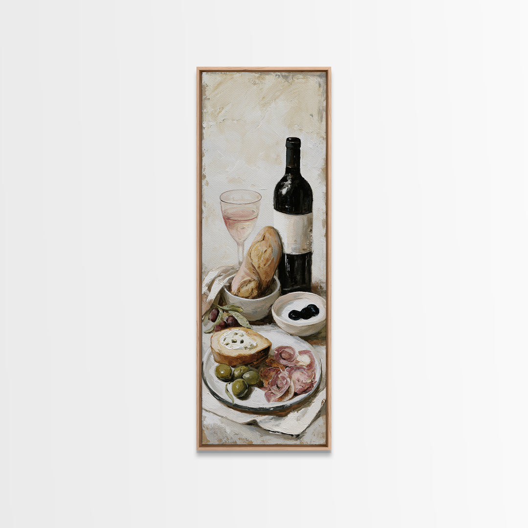 French Bistro Food Illustration Without Text Canvas Print, Dining Room Art, Kitchen Wall Decor, Dining Room Decor, Dining, DRA-1x3-70