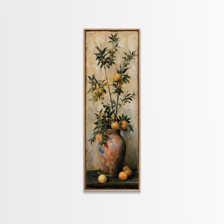 Mediterranean Olive Branch and Citrus Arrangement Canvas Print, Dining Room Art, Print, Dining Room Decor, Fine Art, Dining, DRA-1x3-72