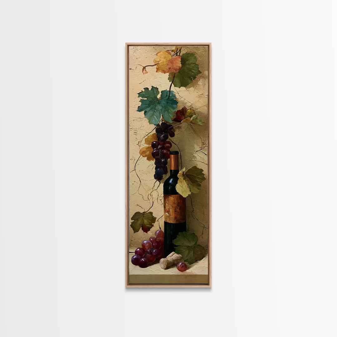 Botanical Grapevine with Leaves and Fruit Canvas Print, Dining Room Art, Large Wall Art, Dining Room Decor, Fine Art, Dining, DRA-1x3-81