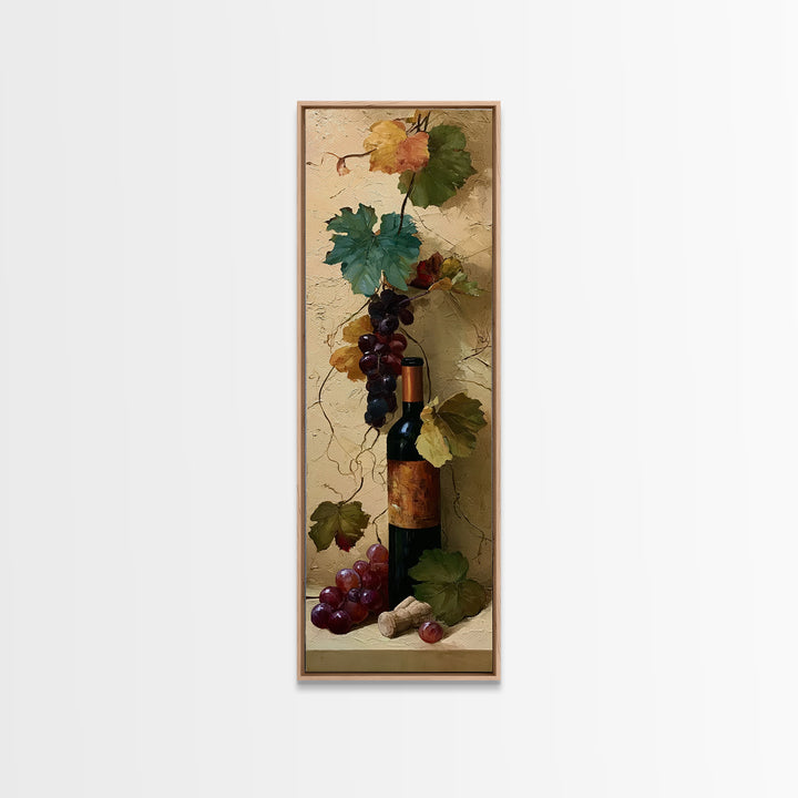 Botanical Grapevine with Leaves and Fruit Canvas Print, Dining Room Art, Large Wall Art, Dining Room Decor, Fine Art, Dining, DRA-1x3-81