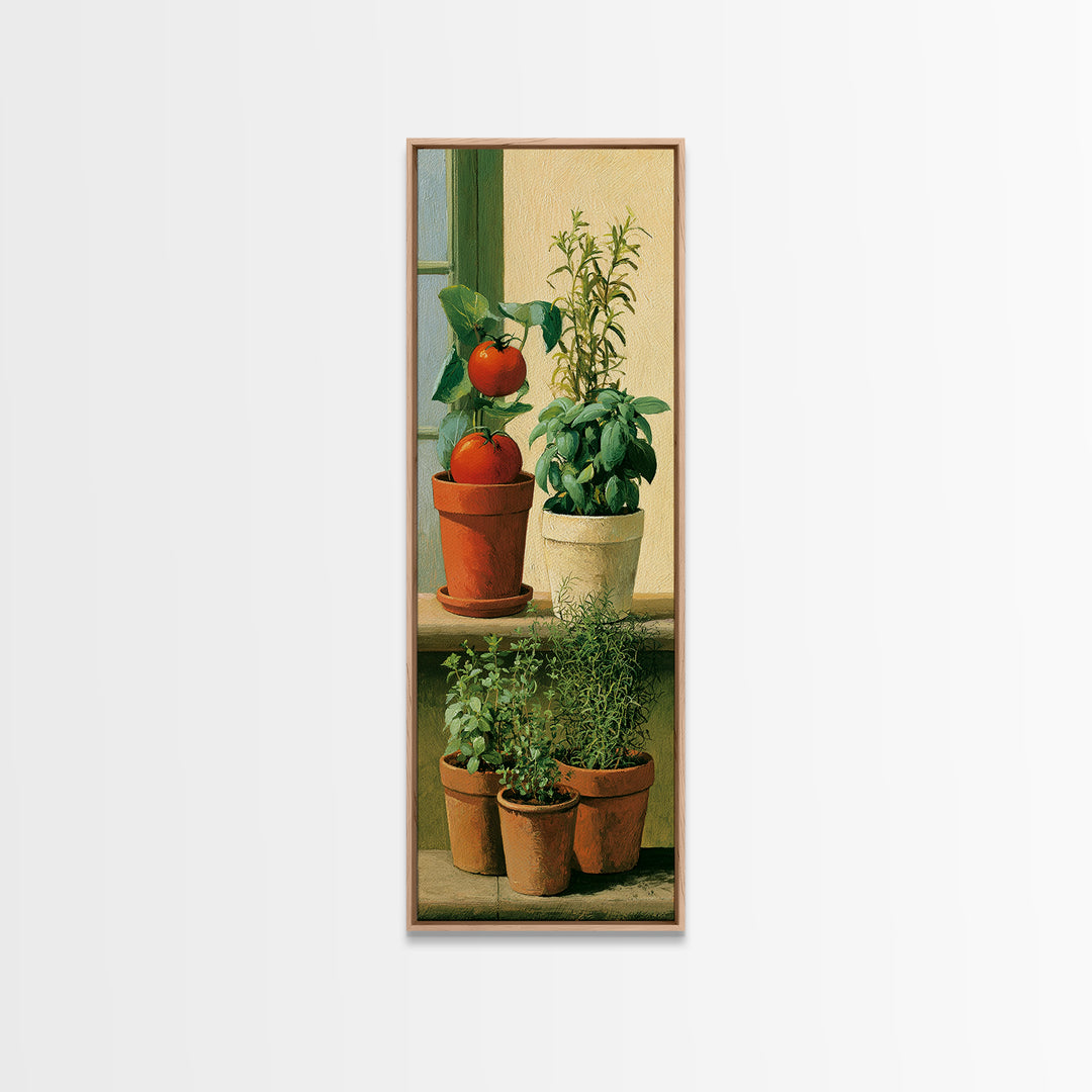 Modern Kitchen Herbs Canvas Print, Dining Room Art, Statement Artwork, Dining Room Decor, Fine Art, Dining, Printable Wall Art, DRA-1x3-93