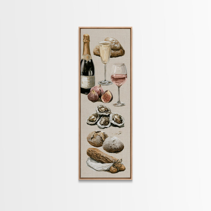 French Bistro Food Illustration Without Text Canvas Print, Dining Room Art, Food Art, Dining Room Decor, Fine Art, Dining, DRA-1x3-94