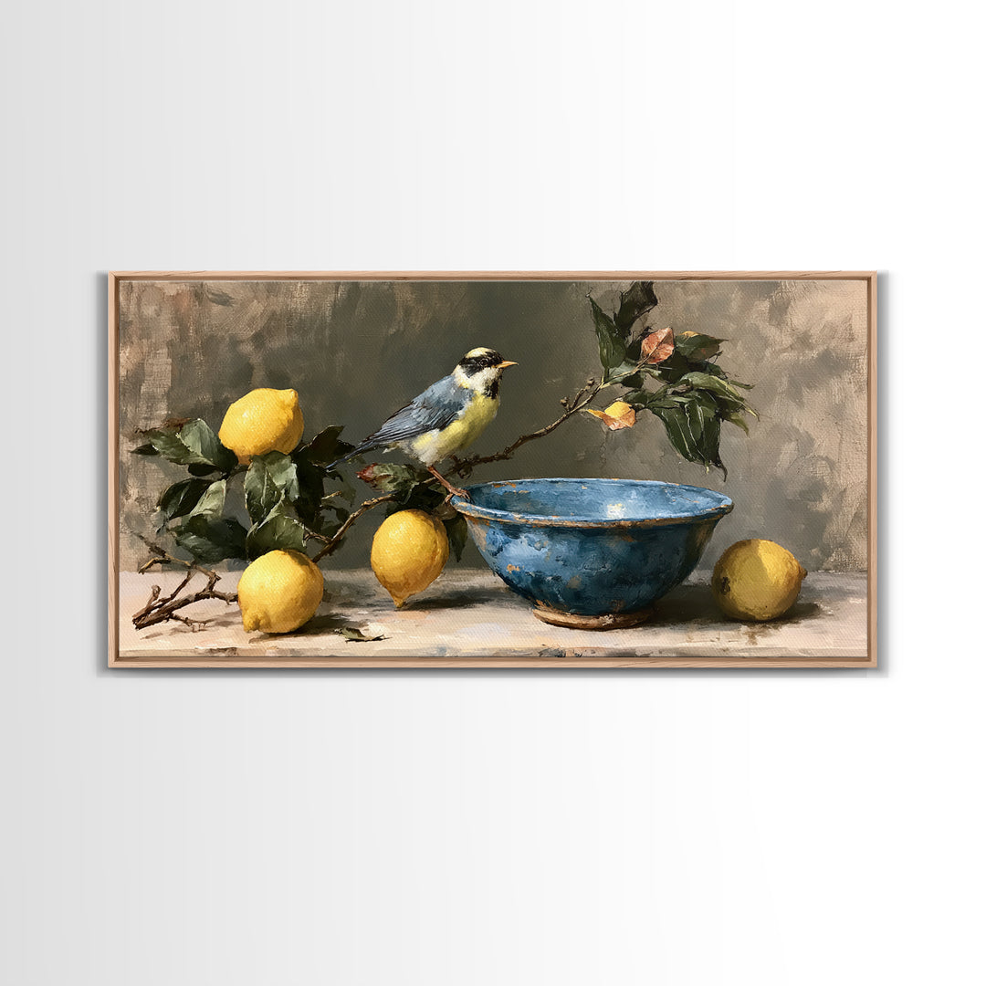 Italian Lemon Branch Framed Canvas Print, Dining Room Art, Art Print, Dining Room Decor, Oil Painting, Dining, Abstract Art, DRA-2x1-1