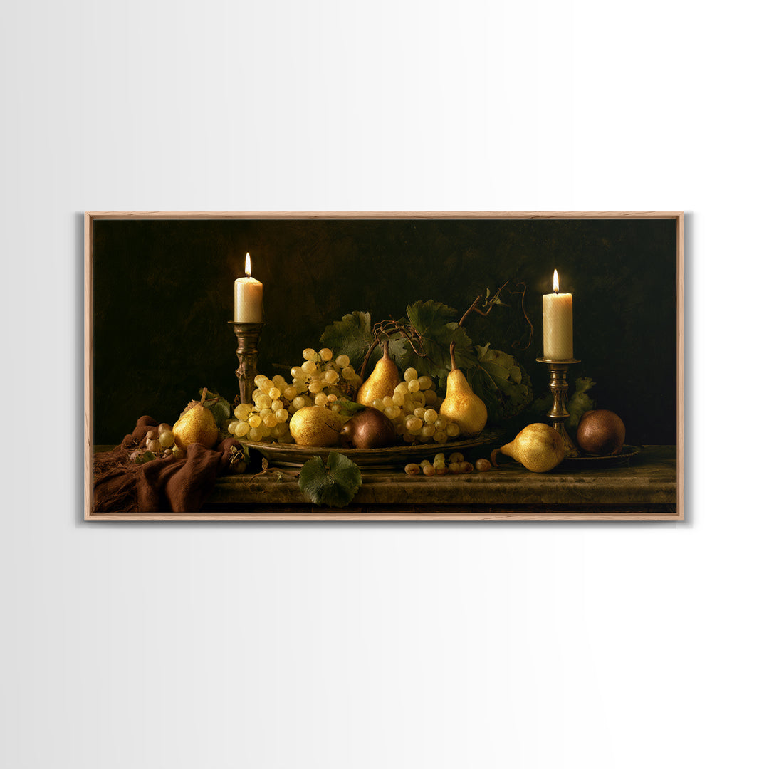 Classical Fruit Still Life Framed Canvas Print, Dining Room Art, Contemporary Art, Dining Room Decor, Fine Art, Dining, DRA-2x1-45