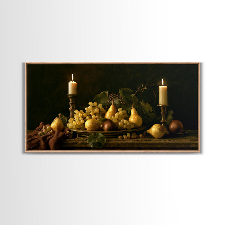 Classical Fruit Still Life Framed Canvas Print, Dining Room Art, Contemporary Art, Dining Room Decor, Fine Art, Dining, DRA-2x1-45